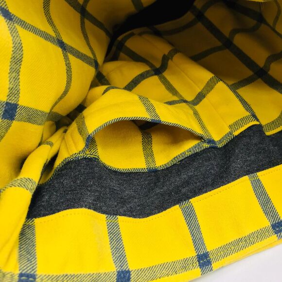 Handmade Tote Bag: Repurposed, Sunflower on Plaid, Grey, Yellow, Blue, Cottage - Picture 9 of 10
